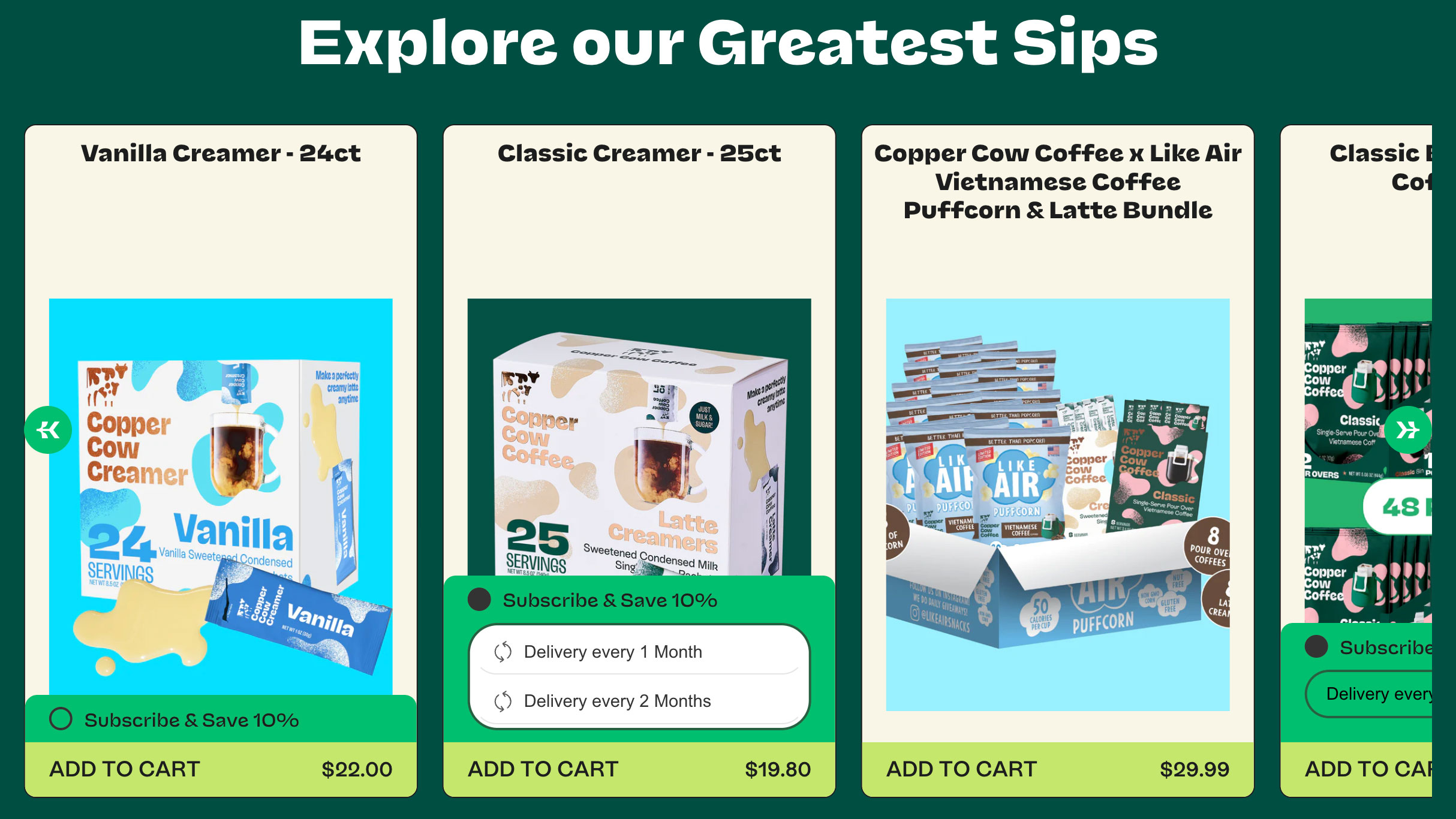 Copper Cow Coffee · subscription feature and ADA overhaul case study screenshot